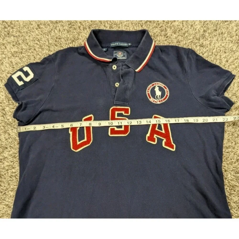 Ralph Lauren Polo Shirt Women's XL Navy USA Olympics Team 2012 Stone #12
